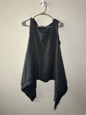 Oh my gauze! Charcoal grey cotton tank tunic oversized flowy boho cotton